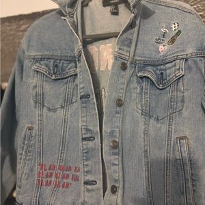 H&M Light Blue Jean Jacket with Embroidery